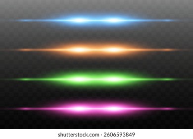 Light effect of neon lines. Effect of shine and light, flashes of laser beams.