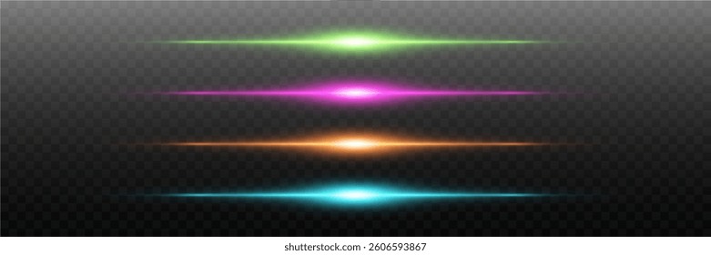 Light effect of neon lines. Effect of shine and light, flashes of laser beams.