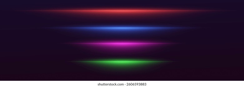 Light effect of neon lines. Effect of shine and light, flashes of laser beams.