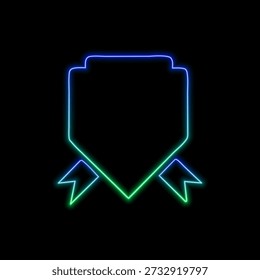 Light effect neon shield icon.