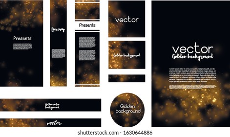 Light effect on beautiful banners. Dust effect. Banner with yellow dust. Dust particles flicker on a dark background. vector illustration. magic and magic.
