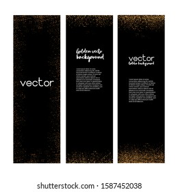 Light effect on beautiful banners.Dust effect. Dust particles flicker on a dark background. Banner with yellow dust.  vector illustration. magic and magic.