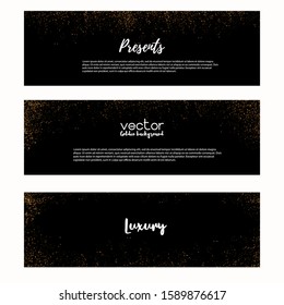Light effect on beautiful banners.Dust effect. Dust particles flicker on a dark background. Banner with yellow dust.  vector illustration. magic and magic.