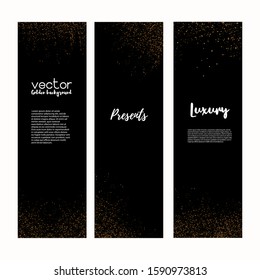 Light effect on beautiful banners.Dust effect. Dust particles flicker on a dark background. Banner with yellow dust.  vector illustration. magic and magic.