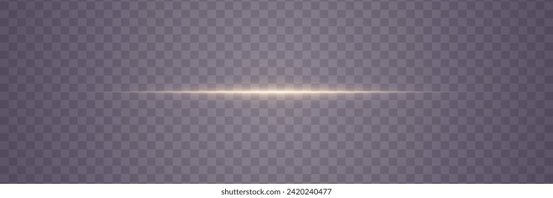 Light effect on a transparent background. Gold glowing neon lines. A flash of dust and glare and light. Vector illustration. EPS 10