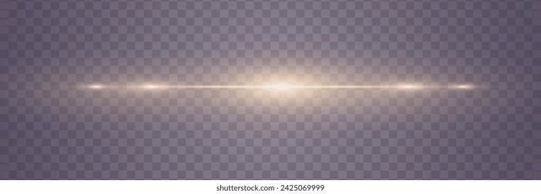 Light effect on a transparent background. Gold glowing neon lines. A flash of dust and glare and light. Vector illustration. EPS 10	
