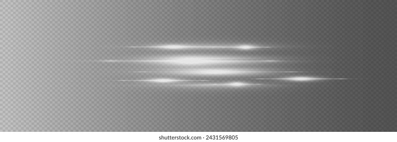Light effect on a transparent background. White glowing neon lines. Vector illustration. EPS 10