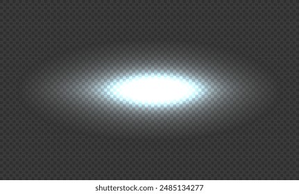 Light effect oval. Glare. Flash. Blue glitter shining star, glowing spark. Light beam, ray. 
