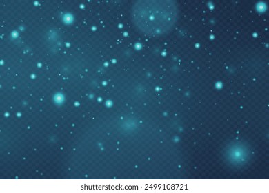 Light effect particles, blue sparks of light. On a transparent background.