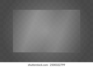 Light effect for a picture or a mirror. Beautiful realistic reflection. The texture of rectangle glass plate. Vector illustration