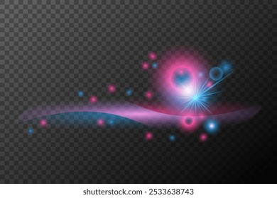 Light effect pink blue isolated flare explosion shiny dust line solar flare spark star neon light, vector effect