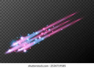 Light effect pink blue isolated flare explosion shiny dust line solar flare spark star neon light, vector effect