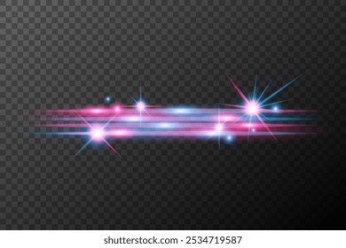 Light effect pink blue isolated flare explosion shiny dust line solar flare spark star neon light, vector effect