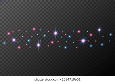 Light effect pink blue isolated flare explosion shiny dust line solar flare spark star neon light, vector effect