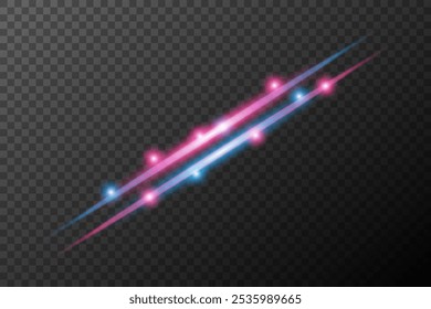 Efecto de luz rosa azul explosión de destello aislado línea de polvo brillante chispa solar estrella luz de neón, efecto de Vector	
