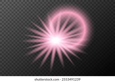 light effect pink isolated flare explosion shiny dust line solar flare star spark neon light holidays festival, vector element