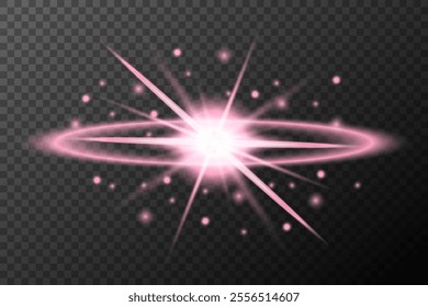 light effect pink isolated flare explosion shiny dust line solar flare star spark neon light holidays festival, vector element
