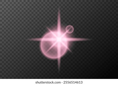 light effect pink isolated flare explosion shiny dust line solar flare star spark neon light holidays festival, vector element
