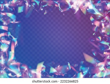 Light Effect. Purple Party Glitter. Blur Christmas Gradient. Metal Element. Bright Art. Crystal Foil. Transparent Background. Iridescent Tinsel. Violet Light Effect