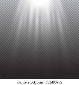 Light effect. Rays burst light. Vector illustration on transparent.