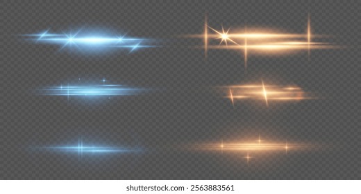 Light effect. Light from rays. Set of glow effects. Neon lines and flashes. Vector illustration.