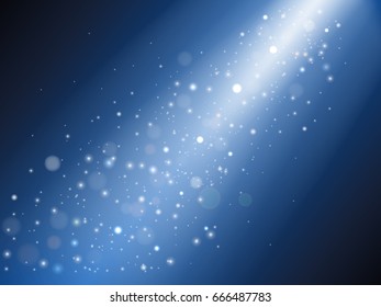 Light effect with light rays and sparkles. Vector illustration.