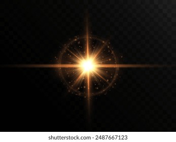  Light effect of reflection of a bright lens, bright halo and glare on a transparent background. Vector for web design and illustrations