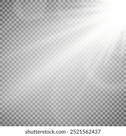 Light effect set. Glow isolated white transparent light effect set, lens flare, explosion, glitter, dust, line, sun flash, spark and stars, spotlight, curve twirl. Sunlight, abstract special effect.