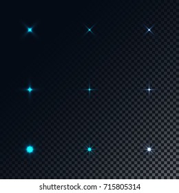 Light effect set on the transparent background. Vector illustration.