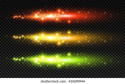 Light Effect Set. Shining Motion. Sparkler & Glittering Transparent Design. Vector illustration