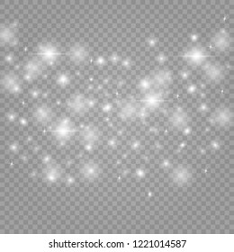 light effect set. Shining star, the sun particles and sparks with a highlight effect, color bokeh lights glitter and sequins. On a dark background transparent. Vector, EPS10.