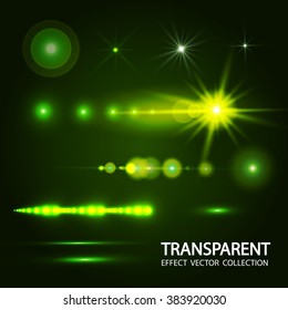 Light Effect Set. Spotlights, Flash, Stars & Loading Bar. Vector illustration
