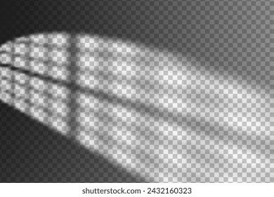 Light effect shadow overlay from arched industrial window isolated transparent background