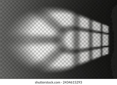 Light effect shadow overlay from arched window isolated transparent background