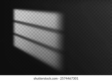 Light effect shadow overlay from blind isolated transparent background. Shade from the jalousie.