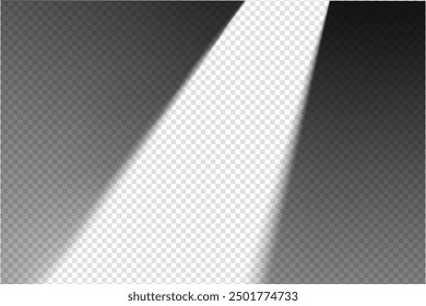 Light effect shadow overlay spotlight beam of the lantern lamp isolated transparent background.