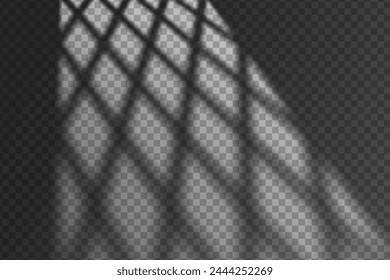 Light effect shadow overlay from stained glass window isolated transparent background.