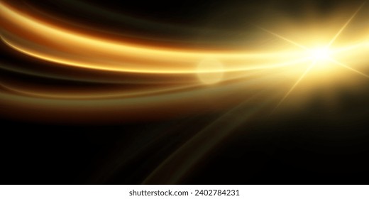 Leichter Effekt glänzender Goldlinien.Goldener, leuchtender Designelement.Wavy helle Streifen.