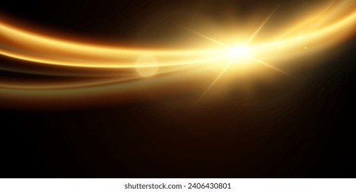 Leichter Effekt glänzender Goldlinien.Goldener, leuchtender Designelement.Wavy helle Streifen.	
