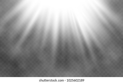 Light effect and smoke on transparent background. Abstract bright lighting. Creative light concept. Vector illustration.