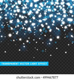 Light effect sparkle color blue. Glitter background bright Christmas lights. Colourful Glowing Christmas Lights. 