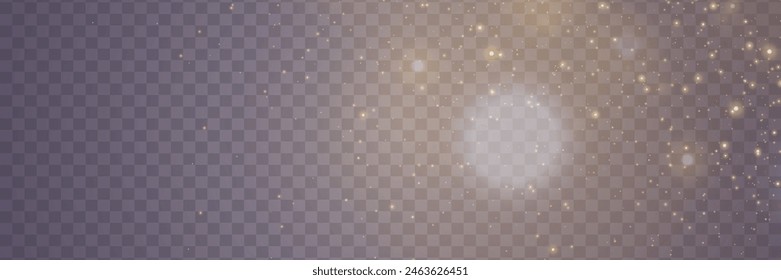 Light effect of light, sparkling particles. Shiny elements on a transparent background.