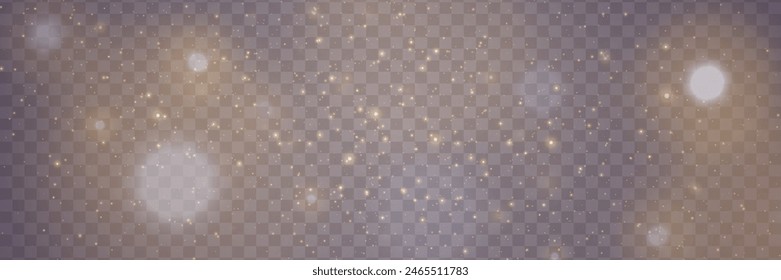 Light effect of light, sparkling particles. Shiny elements on a transparent background.