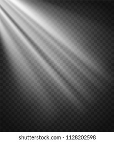 Light Effect. Spotlight. Light Rays on Transparent Background. Vector Illustration.