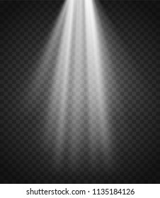 Light Effect. Spotlight. Light Rays on Transparent Background. Vector Illustration.