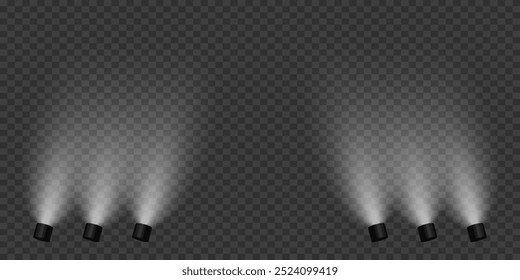 
Efeito de luz dos holofotes. Iluminação de pódio. Ilustração vetorial