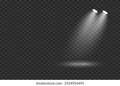 Efeito de luz dos holofotes. Iluminação de pódio. Ilustração vetorial