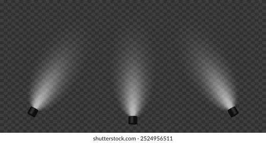 Light effect of spotlights. Podium lighting. Vector illustration