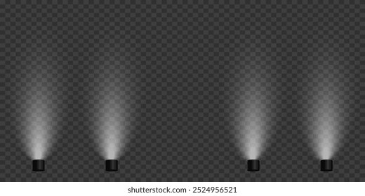 Efecto de luz de los focos. Iluminación de podio. Ilustración vectorial