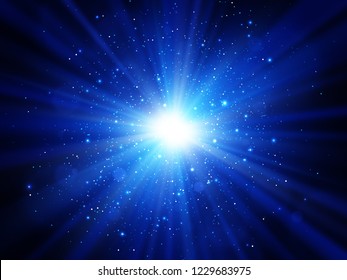 Light effect. Star burst with sparkles. Blue vector explosion